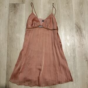 Heart Moon Star Pink Chiffon Pleated Rhinestone Dress Size M